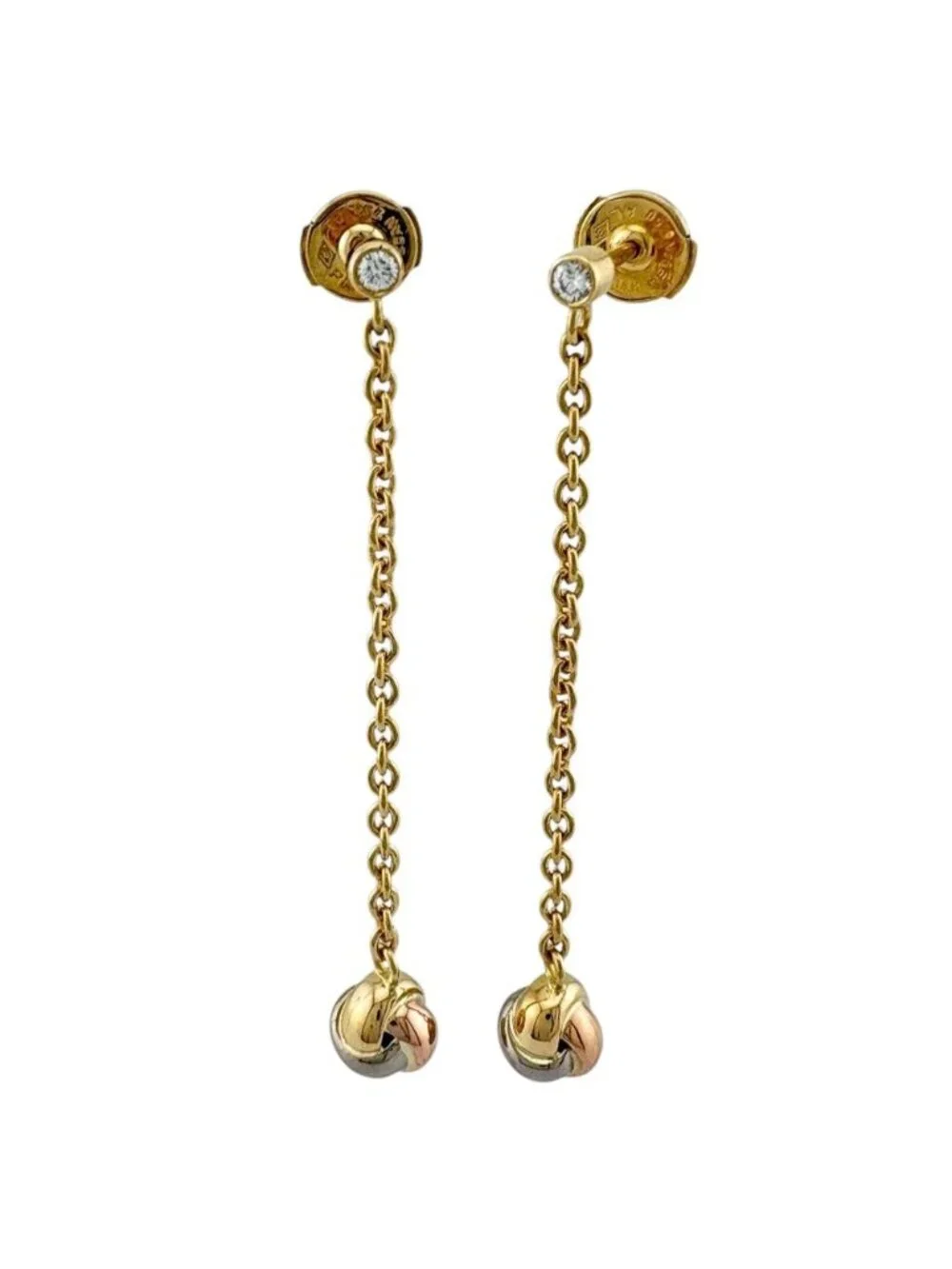 Cartier Baby Trinity Earrings 18k Gold Diamond Vintage